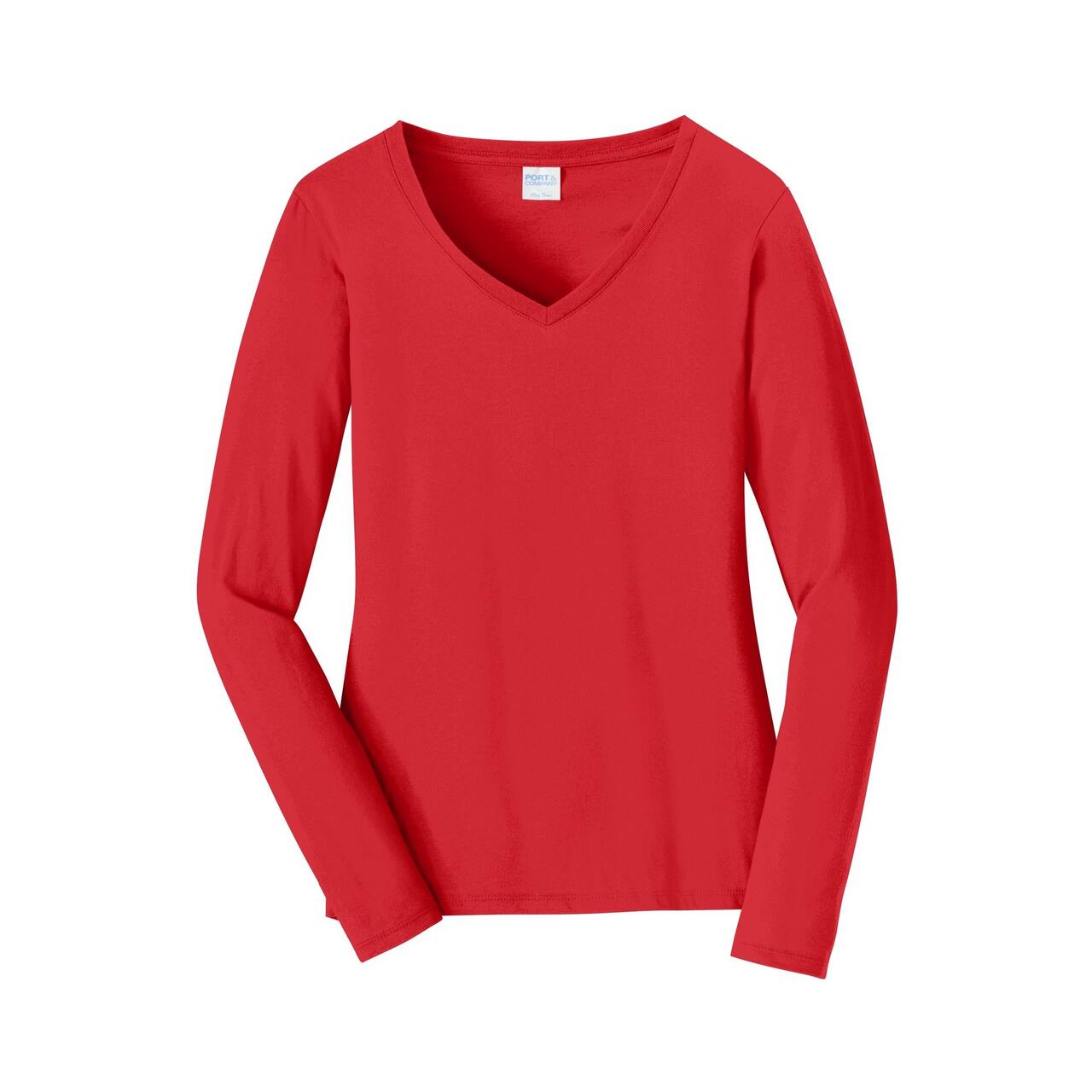 Port & Company® Fan Favorite™ Colors Long Sleeve Ladies V-Neck T-Shirt